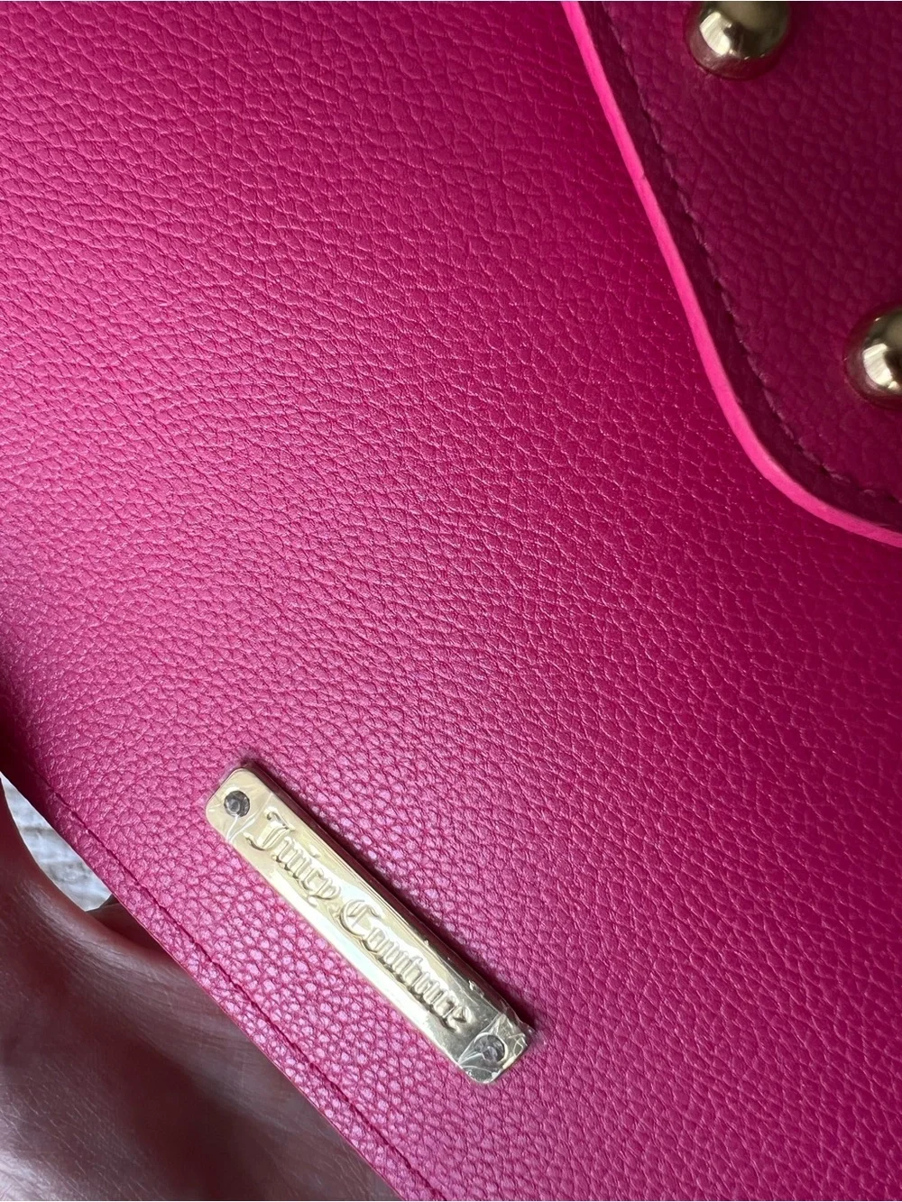 Classic Faux-Leather Juicy Couture Hot Pink Studded Envelope Clutch
